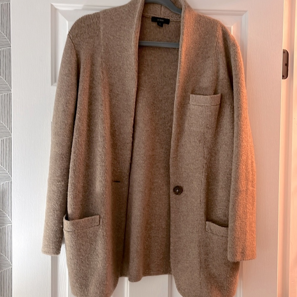 NWOT Tags, J Crew cocoon sweater blazer. Small. Tan